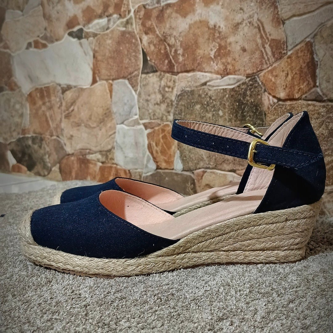 Alpargata de Cuña Carlota Azul Oscuro