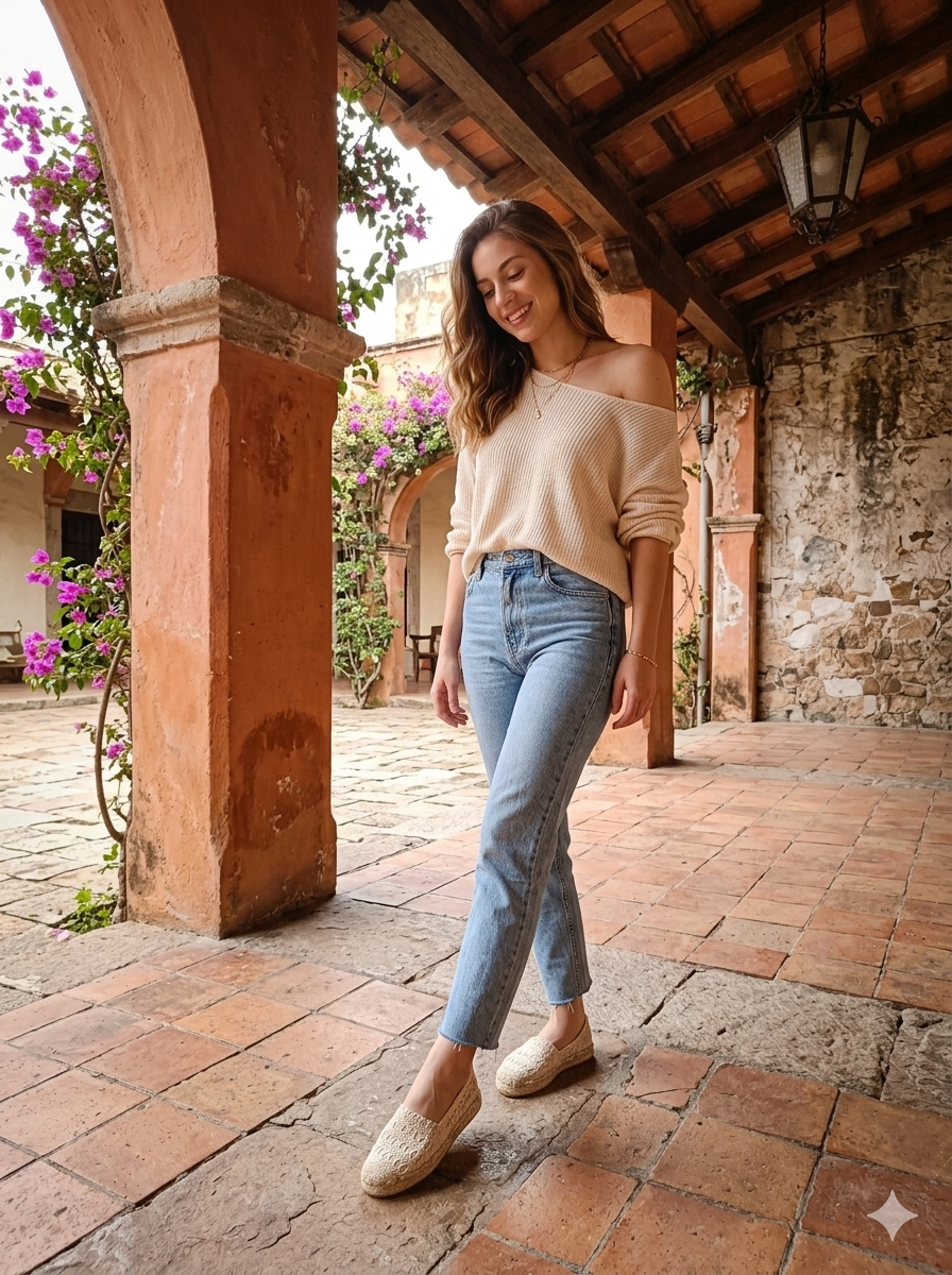 Alpargata crochet Nara en tono crudo con diseño artesanal colombiano
